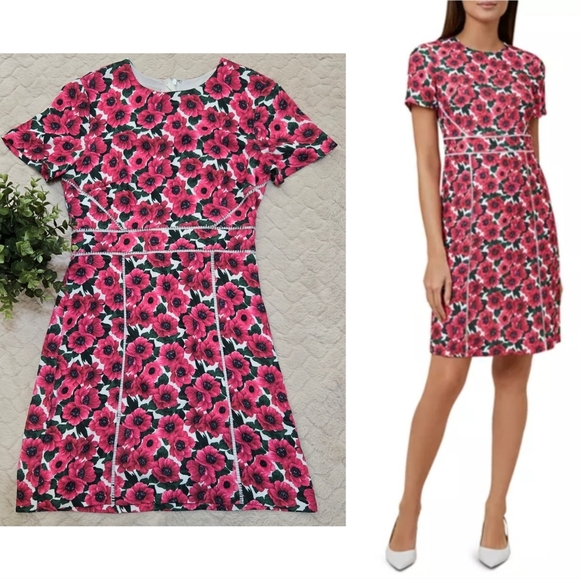 Hobbs London Dresses & Skirts - Hobbs London Livia Floral Print Ladder-Insert Short Sleeve Formal Dress, Size 4